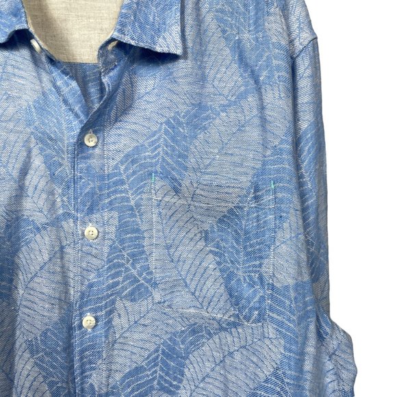 Tommy Bahama Linen Button Up Shirt Mens XL Blue White Floral Lightweight Casual - Picture 5 of 11